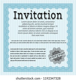 Light blue Vintage invitation. Money design. Complex background. Detailed. 
