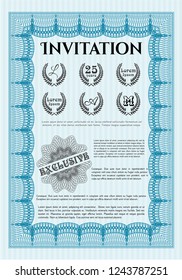 Light blue Vintage invitation. Money design. With quality background. Detailed. 