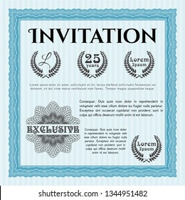 Light blue Vintage invitation. Money Pattern design. Detailed. Printer friendly. 