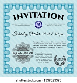 Light blue Vintage invitation. Nice design. Customizable, Easy to edit and change colors. Complex background. 