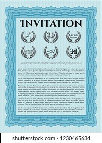 Light blue Vintage invitation. Perfect design. Detailed. Complex background. 