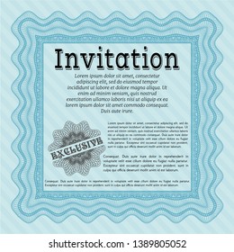 Light blue Vintage invitation. Perfect design. With quality background. Detailed. 