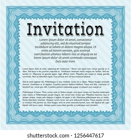 Light blue Vintage invitation. Printer friendly. Good design. Customizable, Easy to edit and change colors. 