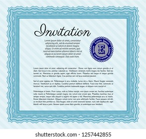 Light blue Vintage invitation. Printer friendly. Customizable, Easy to edit and change colors. Artistry design. 