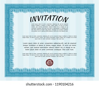 Light blue Vintage invitation. With quality background. Customizable, Easy to edit and change colors. Artistry design. 
