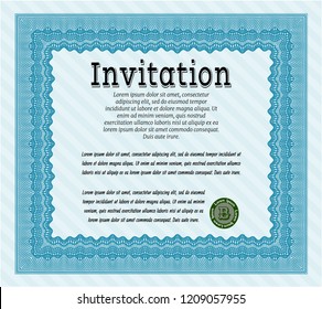 Light blue Vintage invitation. With quality background. Detailed. Superior design. 