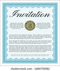 Light blue Vintage invitation. Sophisticated design. Complex background. Customizable, Easy to edit and change colors. 