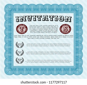 Light blue Vintage invitation template. Modern design. With quality background. Customizable, Easy to edit and change colors. 