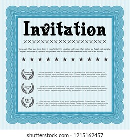 Light blue Vintage invitation template. Easy to print. Customizable, Easy to edit and change colors. Beauty design. 