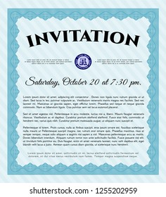 Light blue Vintage invitation template. Complex background. Customizable, Easy to edit and change colors. Elegant design. 