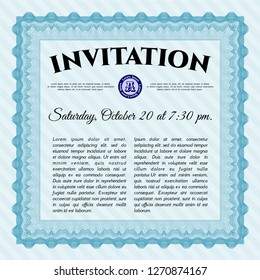 Light blue Vintage invitation template. Complex background. Vector illustration. Beauty design. 
