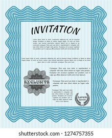 Light blue Vintage invitation template. Customizable, Easy to edit and change colors. With background. Nice design. 