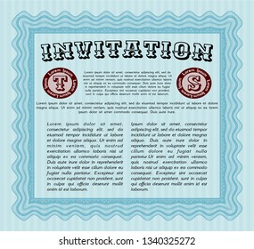 Light blue Vintage invitation template. Modern design. With quality background. Customizable, Easy to edit and change colors. 