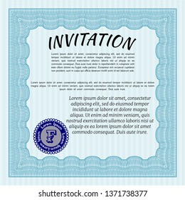 Light blue Vintage invitation template. Customizable, Easy to edit and change colors. With quality background. Excellent design. 
