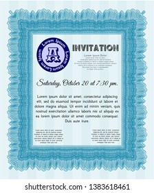 Light blue Vintage invitation template. Modern design. Easy to print. Customizable, Easy to edit and change colors. 