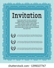 Light blue Vintage invitation template. With background. Customizable, Easy to edit and change colors. Lovely design. 