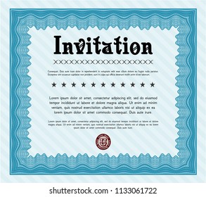 Light blue Vintage invitation. Vector illustration. With background. Excellent design. 