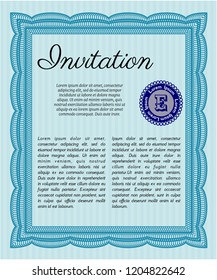 Light blue Vintage invitation. Vector illustration. With quality background. Beauty design. 