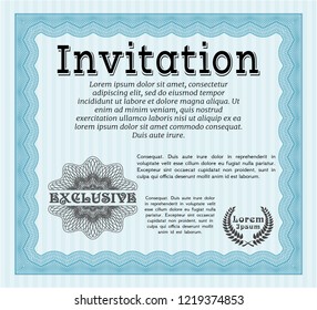 Light blue Vintage invitation. Vector illustration. With complex background. Money design. 