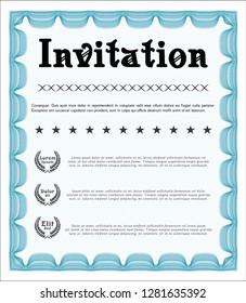 Light blue Vintage invitation. Vector illustration. With background. Money design. 
