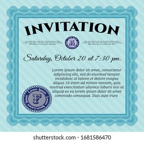 Invitación de cosecha azul claro. Ilustración vectorial. Con fondo. Diseño superior. 