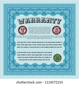 Light blue Vintage Warranty Certificate template. With background. Money style design. Detailed. 
