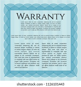 Light blue Vintage Warranty Certificate template. Superior design. With guilloche pattern. Customizable, Easy to edit and change colors. 