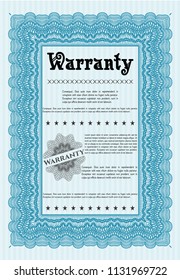 Light blue Vintage Warranty Certificate template. Easy to print. Perfect design. Customizable, Easy to edit and change colors. 