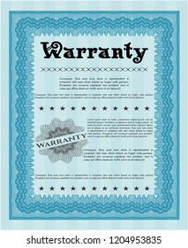 Light blue Vintage Warranty Certificate template. Superior design. With linear background. Vector illustration. 
