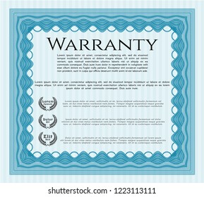 Light blue Vintage Warranty Certificate template. Money Pattern. Customizable, Easy to edit and change colors. With quality background. 