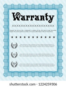 Light blue Vintage Warranty Certificate template. Customizable, Easy to edit and change colors. With guilloche pattern and background. Excellent design. 
