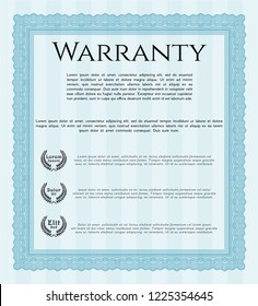 Light blue Vintage Warranty Certificate template. Money Pattern. Detailed. With quality background. 