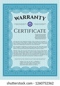 Light blue Vintage Warranty Certificate template. Money Pattern design. Customizable, Easy to edit and change colors. With quality background. 