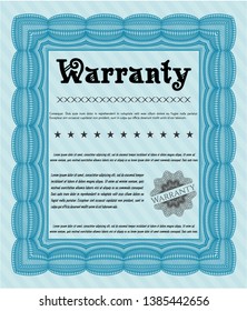 Light blue Vintage Warranty Certificate template. Complex background. Perfect design. Customizable, Easy to edit and change colors. 