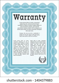 Light blue Vintage Warranty Certificate template. With complex background. Money Pattern. Detailed. 