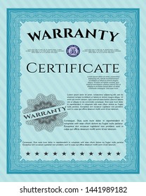 Light blue Vintage Warranty Certificate template. Complex background. Beauty design. Customizable, Easy to edit and change colors. 