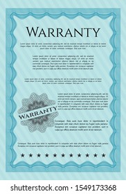 Light blue Vintage Warranty Certificate template. Artistry design. Customizable, Easy to edit and change colors. With quality background. 
