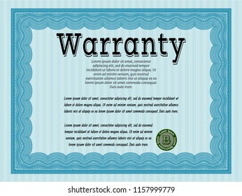 Light blue Vintage Warranty template. Modern design. Detailed. Easy to print. 