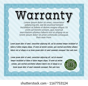 Light blue Vintage Warranty template. Printer friendly. Customizable, Easy to edit and change colors. Good design. 