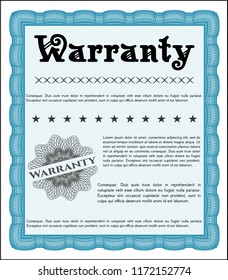 Light blue Vintage Warranty template. With complex background. Money design. Customizable, Easy to edit and change colors. 