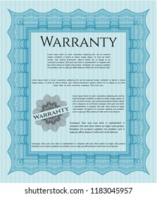 Light blue Vintage Warranty template. With background. Customizable, Easy to edit and change colors. Lovely design. 
