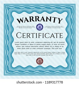 Light blue Vintage Warranty template. Sophisticated design. With quality background. Customizable, Easy to edit and change colors. 