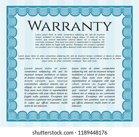 Light blue Vintage Warranty template. With linear background. Money style design. Customizable, Easy to edit and change colors. 