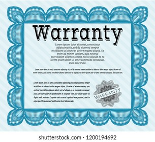 Light blue Vintage Warranty template. Printer friendly. Money Pattern. Vector illustration. 