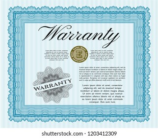 Light blue Vintage Warranty template. Customizable, Easy to edit and change colors. Complex background. Artistry design. 