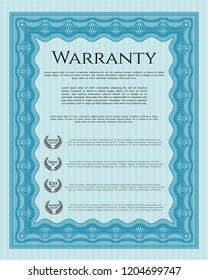 Light blue Vintage Warranty template. With quality background. Customizable, Easy to edit and change colors. Modern design. 