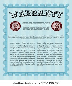 Light blue Vintage Warranty template. Complex background. Money Pattern. Customizable, Easy to edit and change colors. 