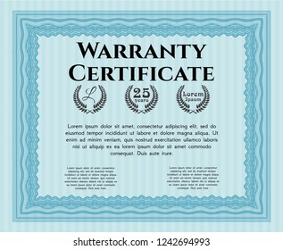 Light blue Vintage Warranty template. Easy to print. Superior design. Customizable, Easy to edit and change colors. 