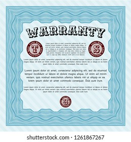 Light blue Vintage Warranty template. Detailed. Easy to print. Money Pattern design. 