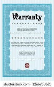 Light blue Vintage Warranty template. Excellent design. Detailed. Printer friendly. 